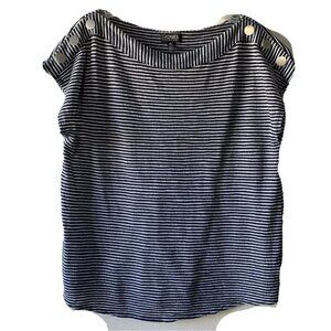 jones new york tops size large short sleeve navy gray striped